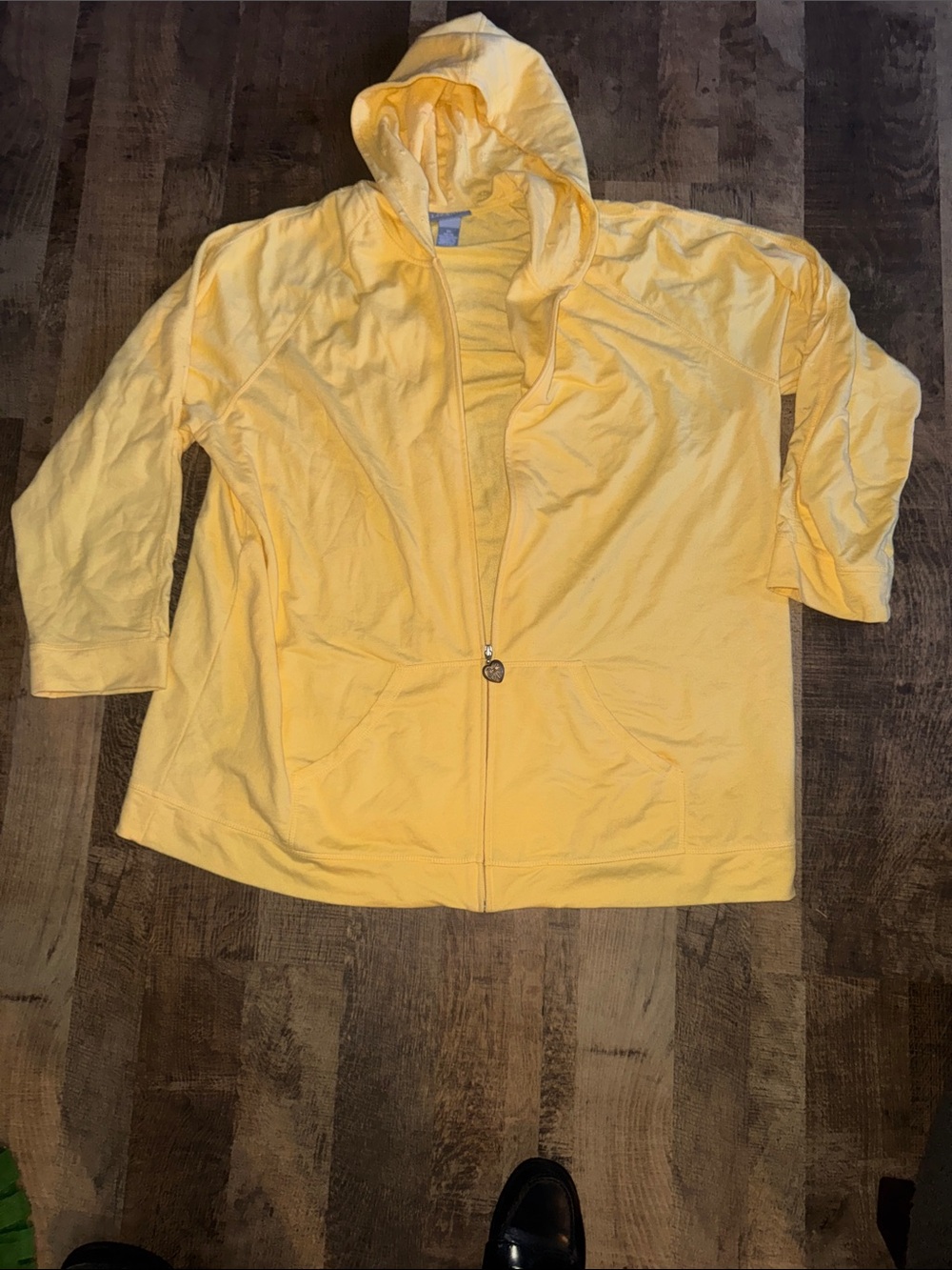 Liz & Me Plus Size 2X Yellow Full Zip Hoodie Jacket Cute Bow Heart Zipper Pull